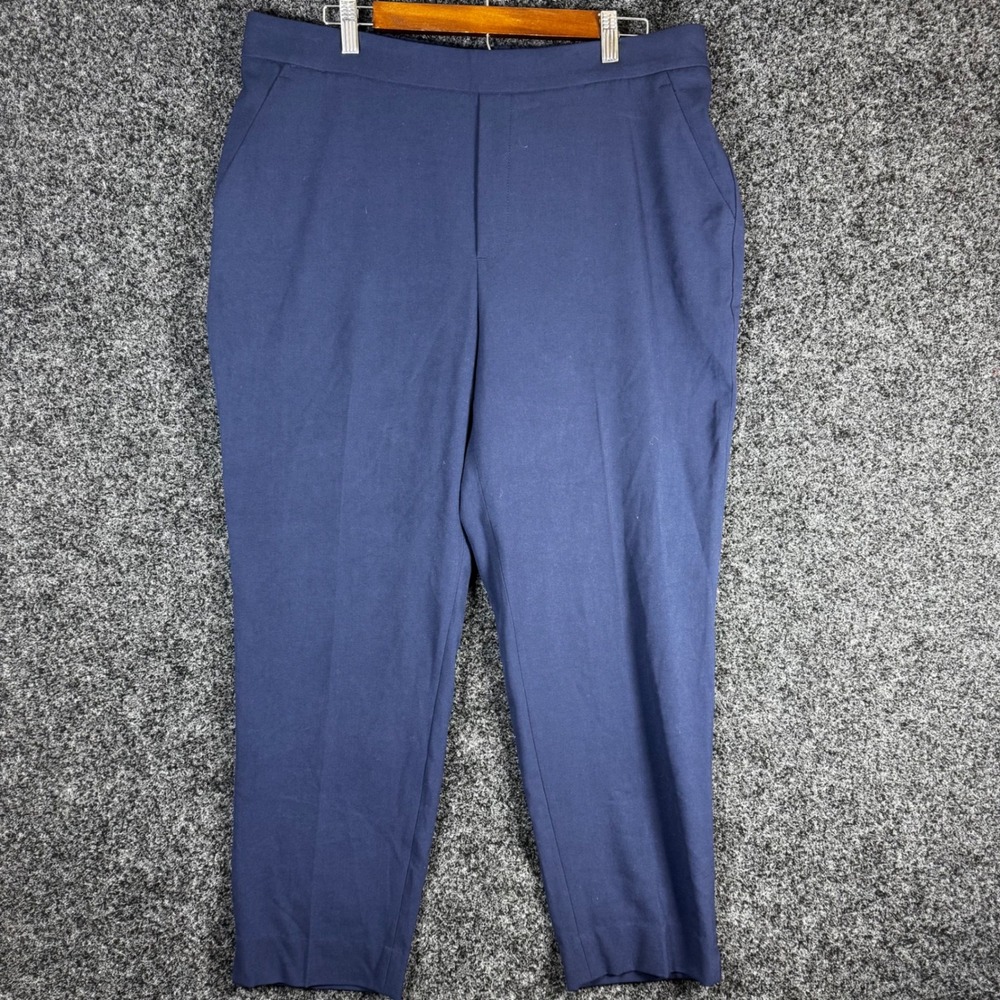Banana Republic Womens Navy Blue Elastic Back Tapered Ankle Pants Size 16‎